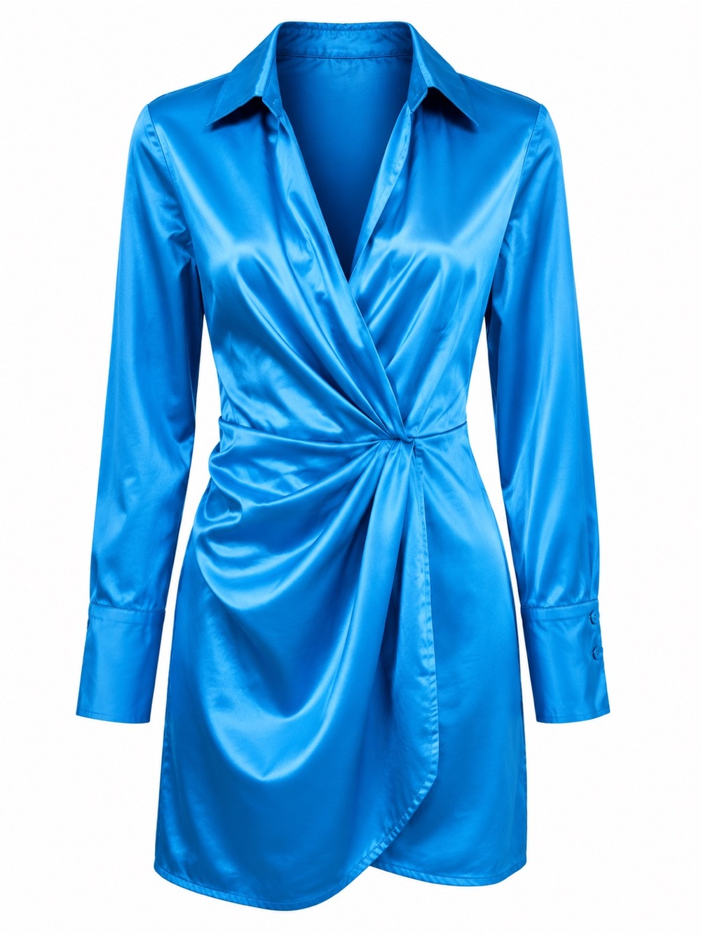 NWT FN BLUE LONG SLEEVE V CUT MINI DRESS